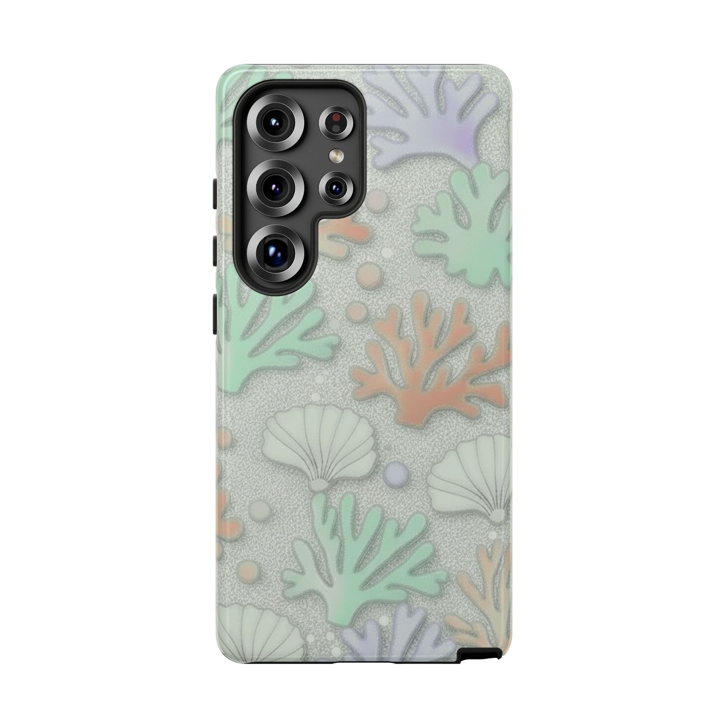 Pastel Coral Reef Tough Phone Case – Sea Shell & Coral Pattern Durable Protector