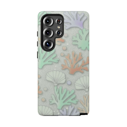 Pastel Coral Reef Tough Phone Case – Sea Shell & Coral Pattern Durable Protector