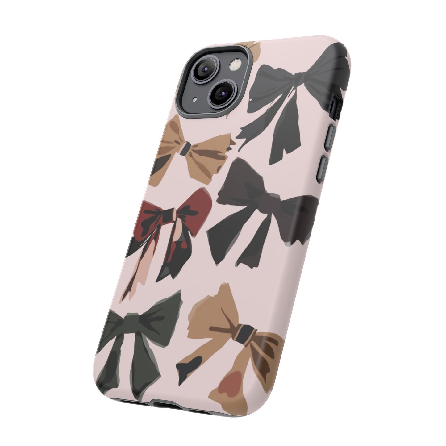 Bow Pattern Phone Case - Pink, Brown & Black Bows Protective Cover