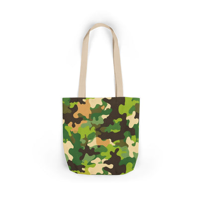 Camo Canvas Tote Bag — Green Military Print Reusable Market Bag