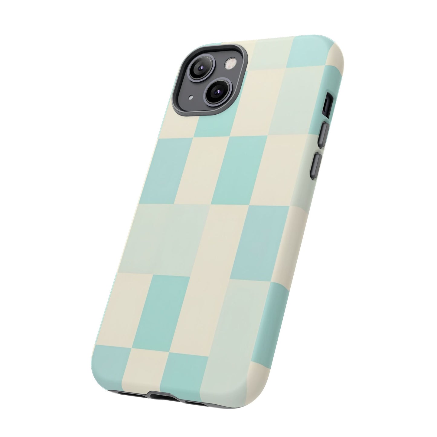 Pastel Checkerboard Tough Case – Mint & Cream Protective Phone Cover
