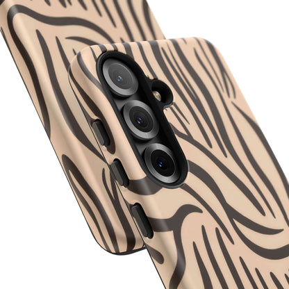 Zebra Stripe Tough Phone Case – Neutral Animal Print Protective Cover