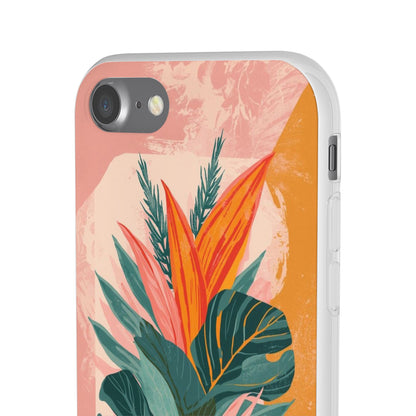 Tropical Botanical Phone Case — Pink & Orange Floral Flexi Case