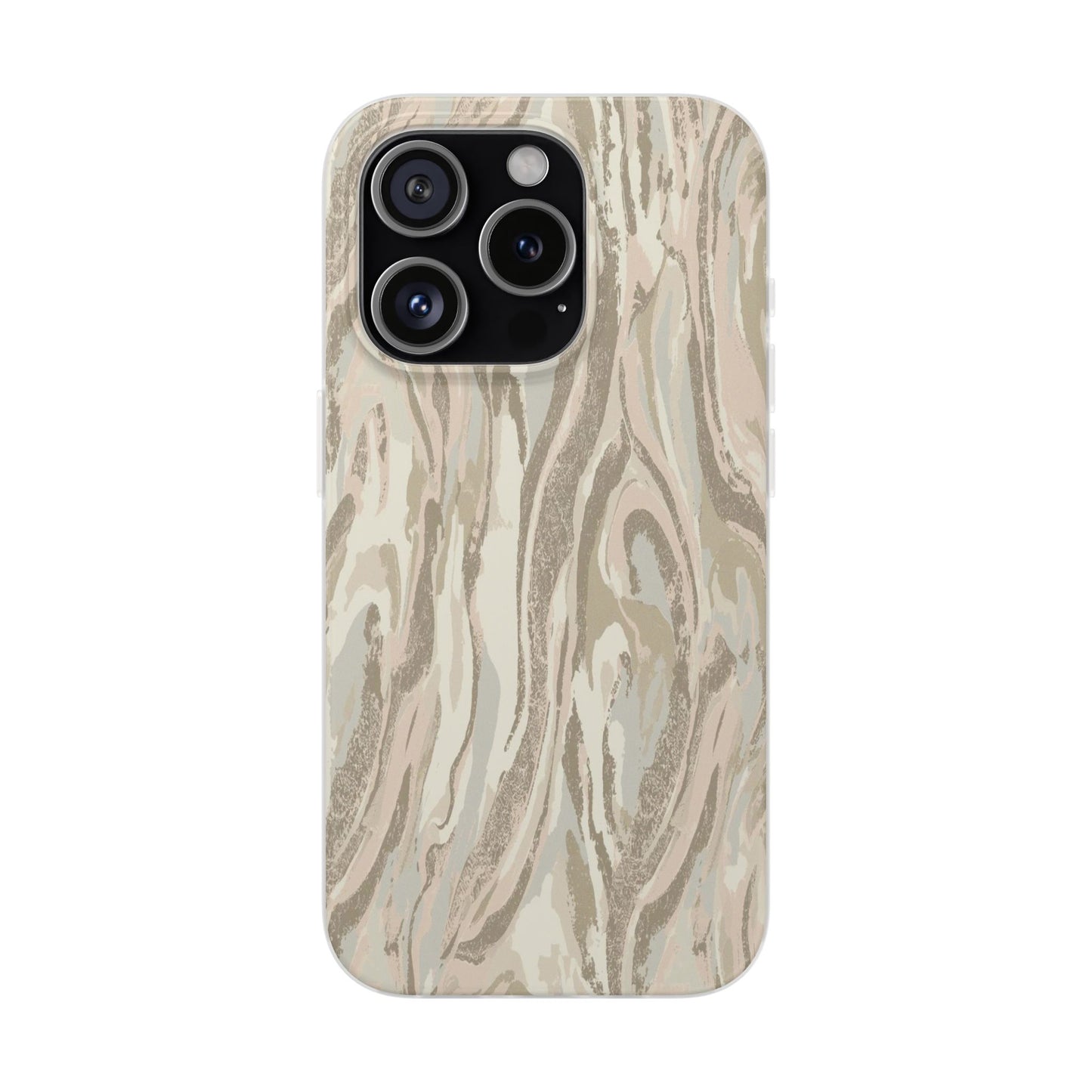 Neutral Marble Swirl Flexi Phone Case — Beige Abstract Protective Cover