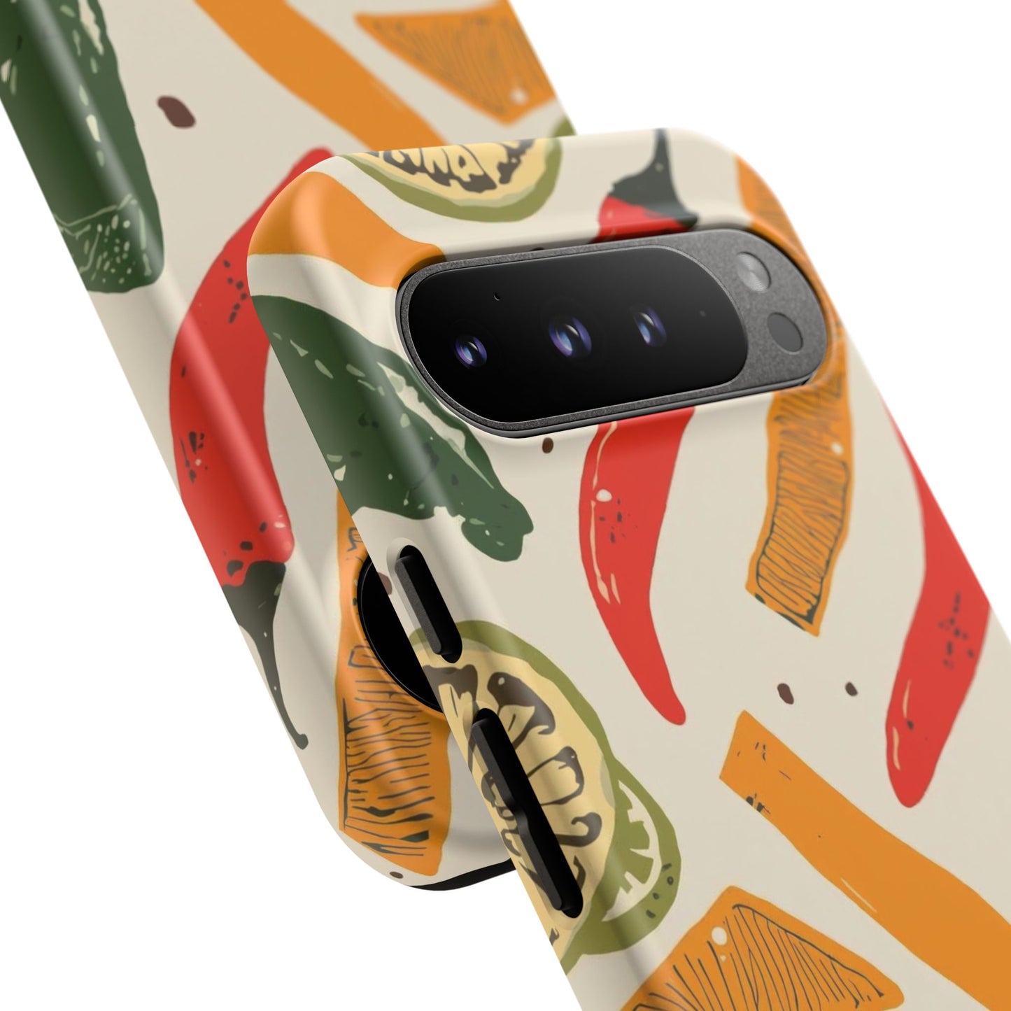 Spicy Peppers Phone Case – Colorful Chili, Lime & Citrus Pattern