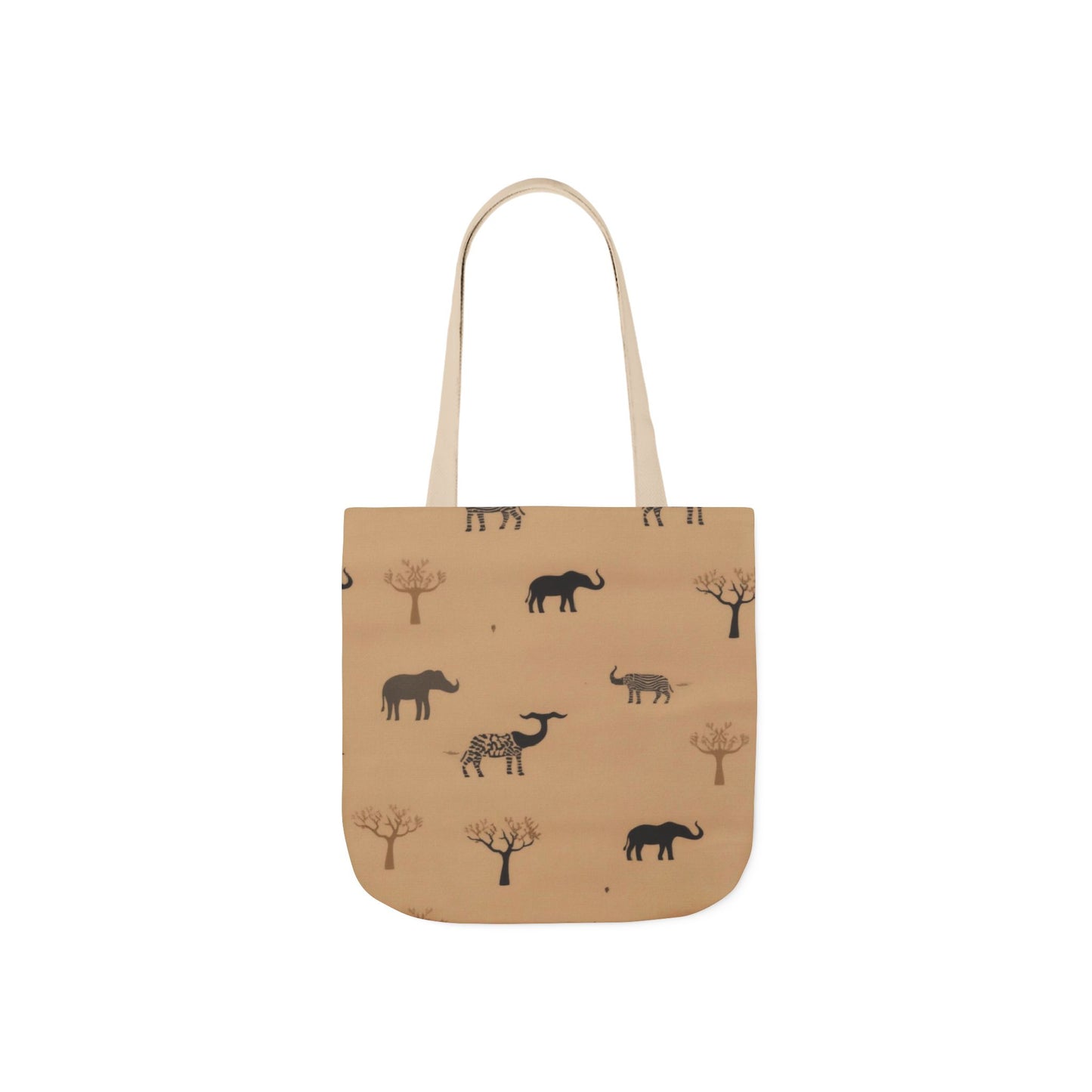 Elephant Safari Canvas Tote — Neutral Animal Print Beach & Market Bag