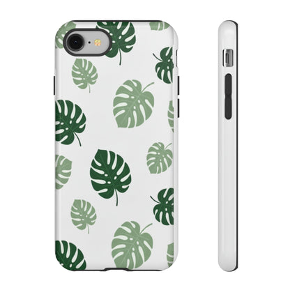 Monstera Leaf Tough Phone Case – Tropical Green Palm Pattern Protective Cover