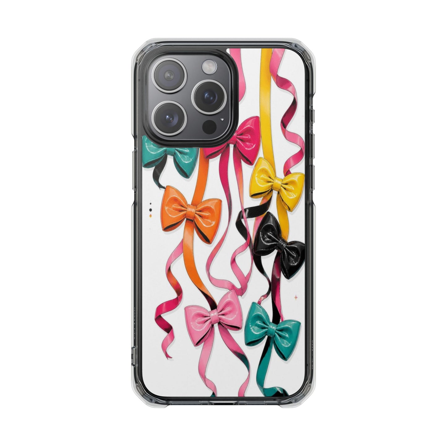 Clear Magnetic Phone Case — Colorful Ribbon Bows Design
