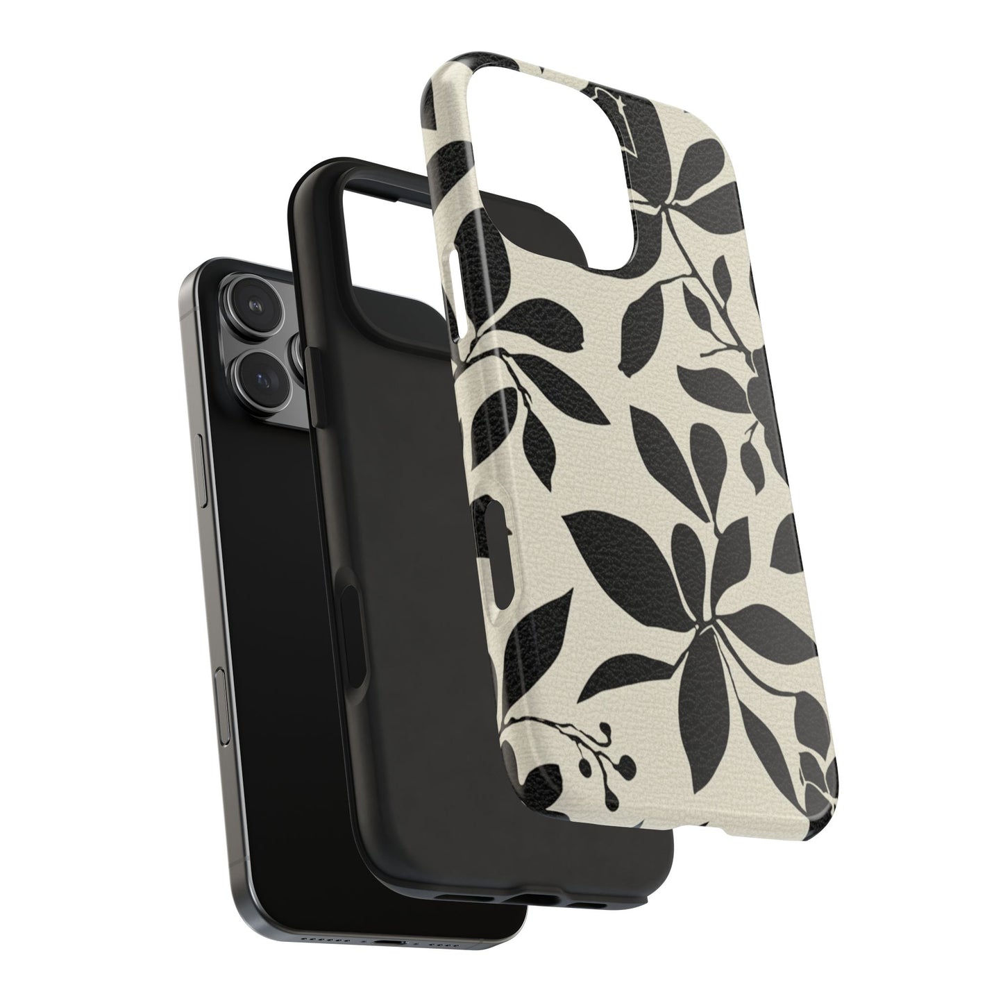Tough Phone Case — Black Floral Silhouette Protective Cover