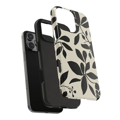Tough Phone Case — Black Floral Silhouette Protective Cover