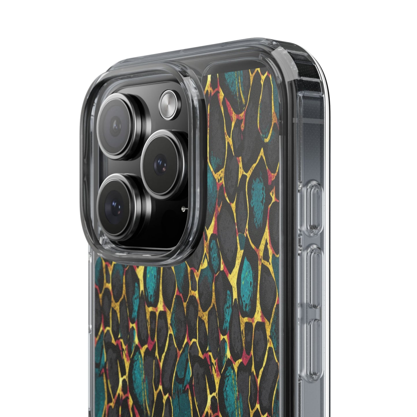 Teal Gold Leopard Clear Phone Case