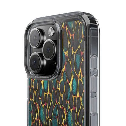 Teal Gold Leopard Clear Phone Case