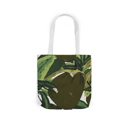 Leafy Canvas Tote Bag – Botanical Green Fruit Print