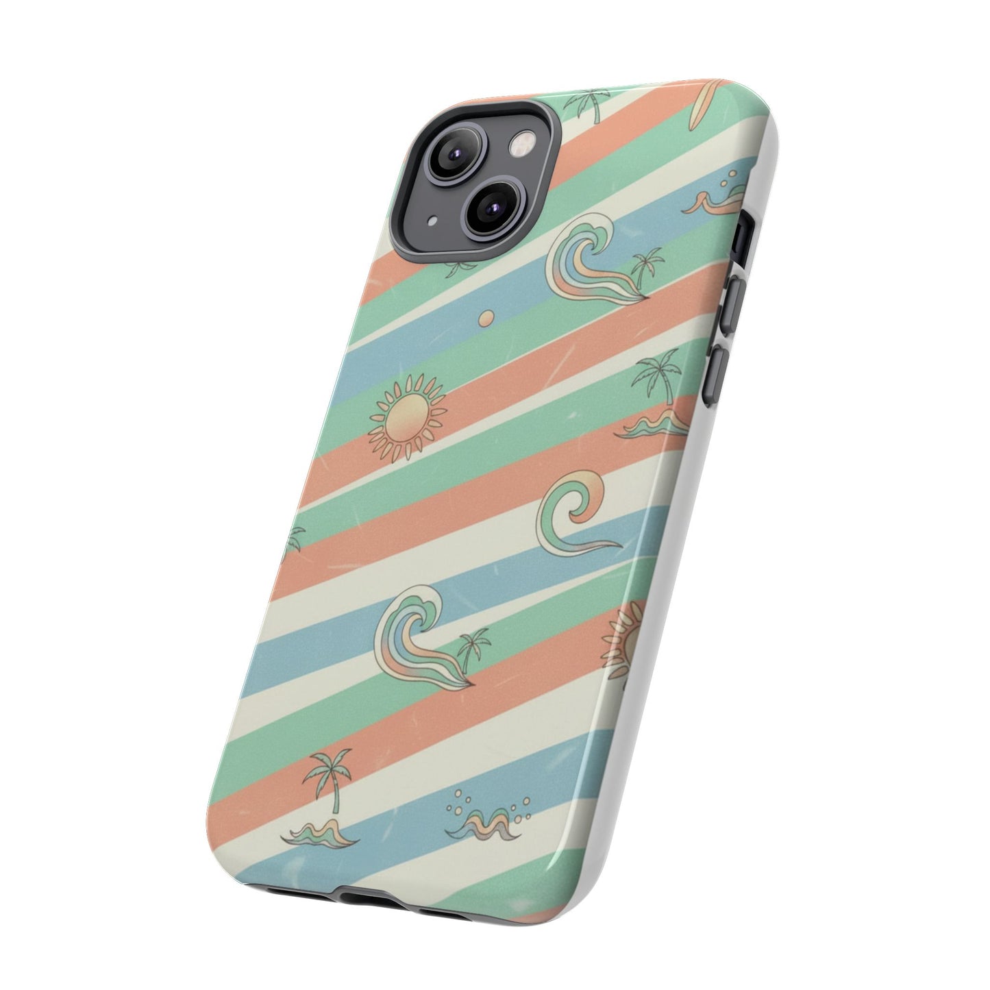 Surf Stripe Tough Phone Case — Retro Beach Waves Pattern