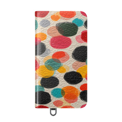 Colorful Confetti Dot Flip Phone Case — Retro Polka Wallet Cover