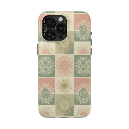 Copy of Sunflower Check iPhone Tough Phone Case — Retro Pastel Floral Protective Cover