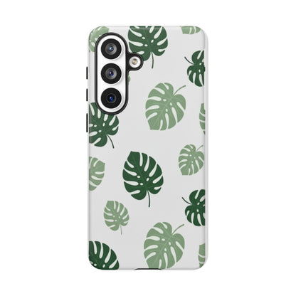 Monstera Leaf Tough Phone Case – Tropical Green Palm Pattern Protective Cover