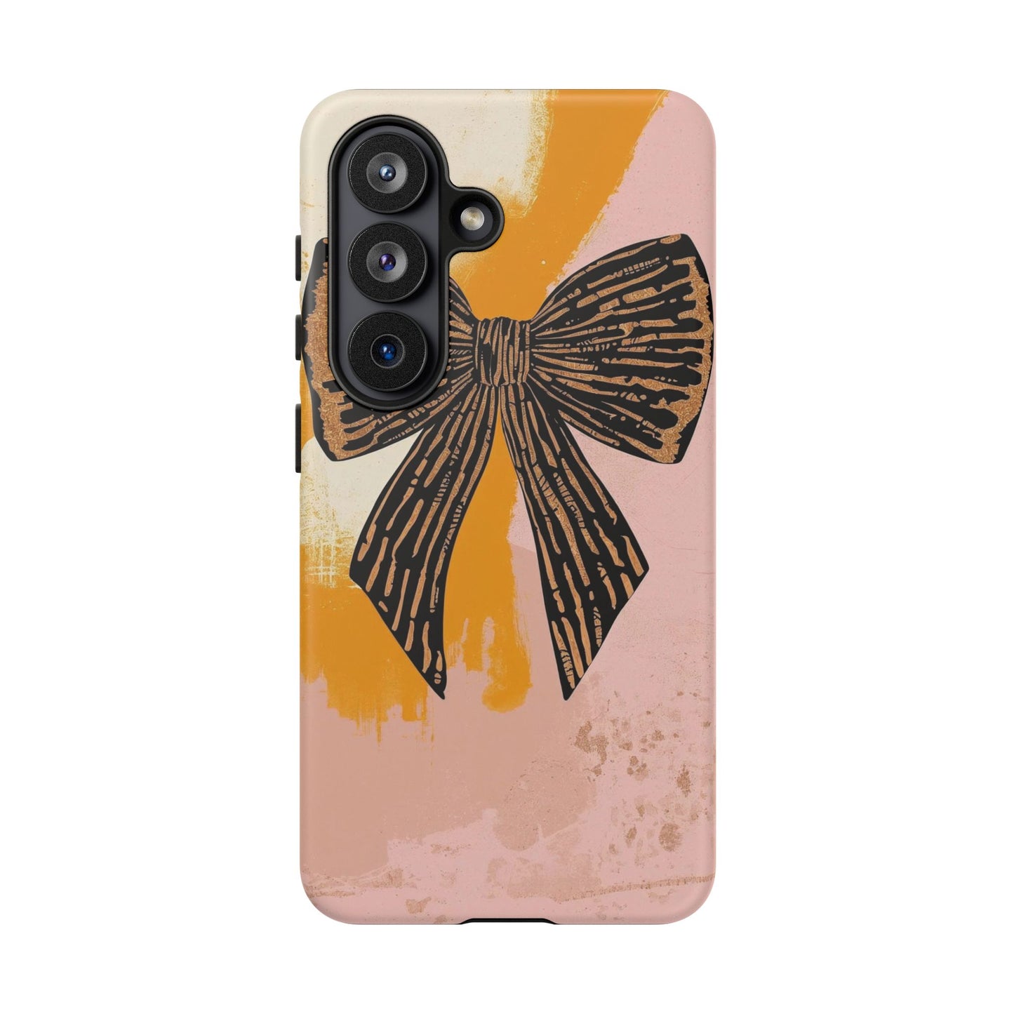 Bow Brushstroke Tough Phone Case — Pink & Mustard