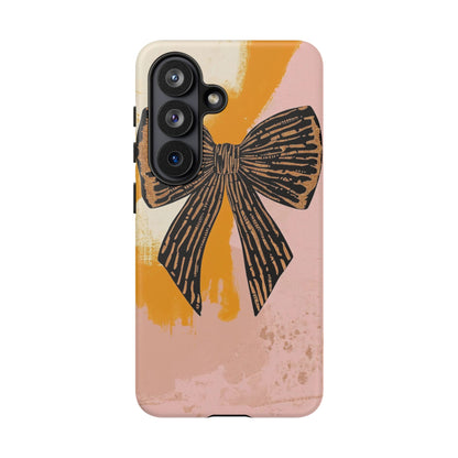 Bow Brushstroke Tough Phone Case — Pink & Mustard