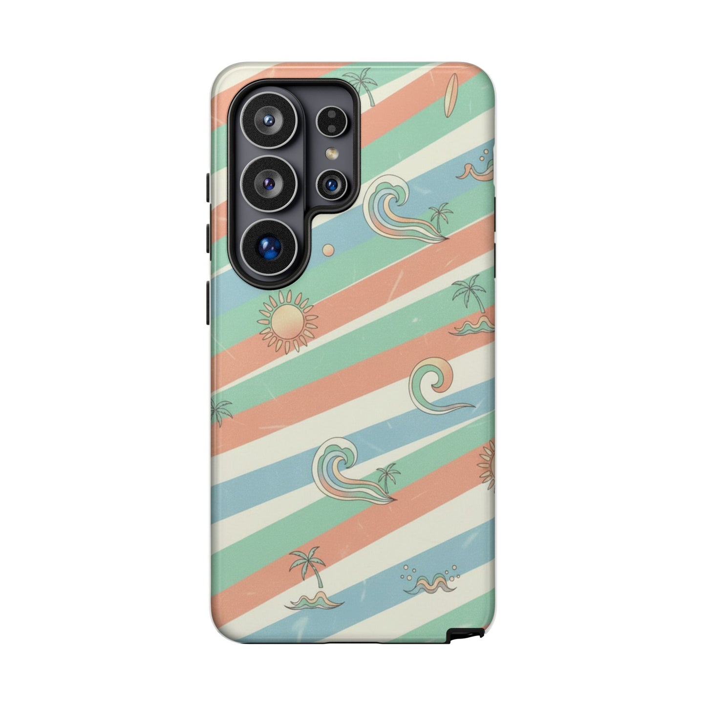 Surf Stripe Tough Phone Case — Retro Beach Waves Pattern
