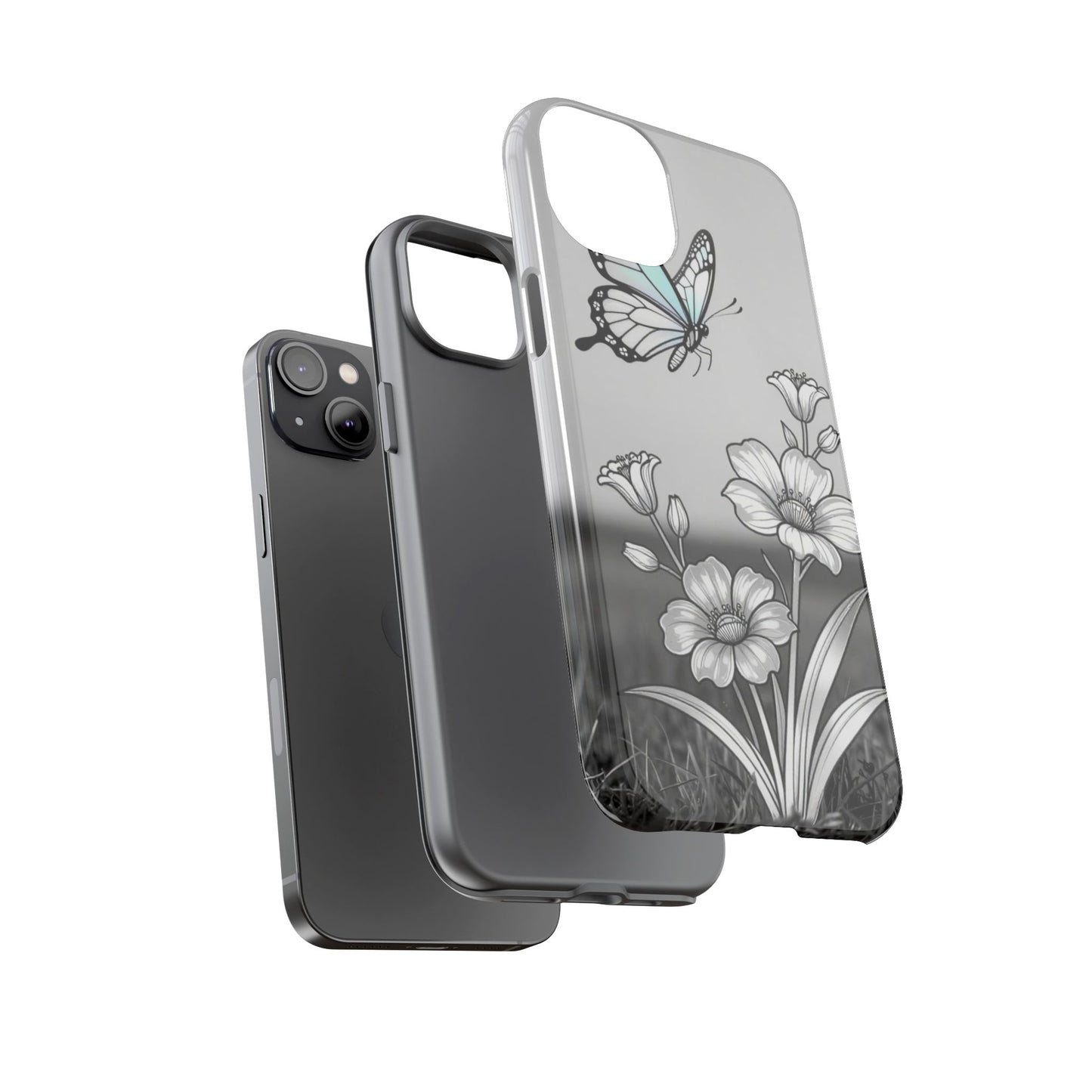Butterfly & Wildflower Tough Phone Case — Durable Floral Phone Cover