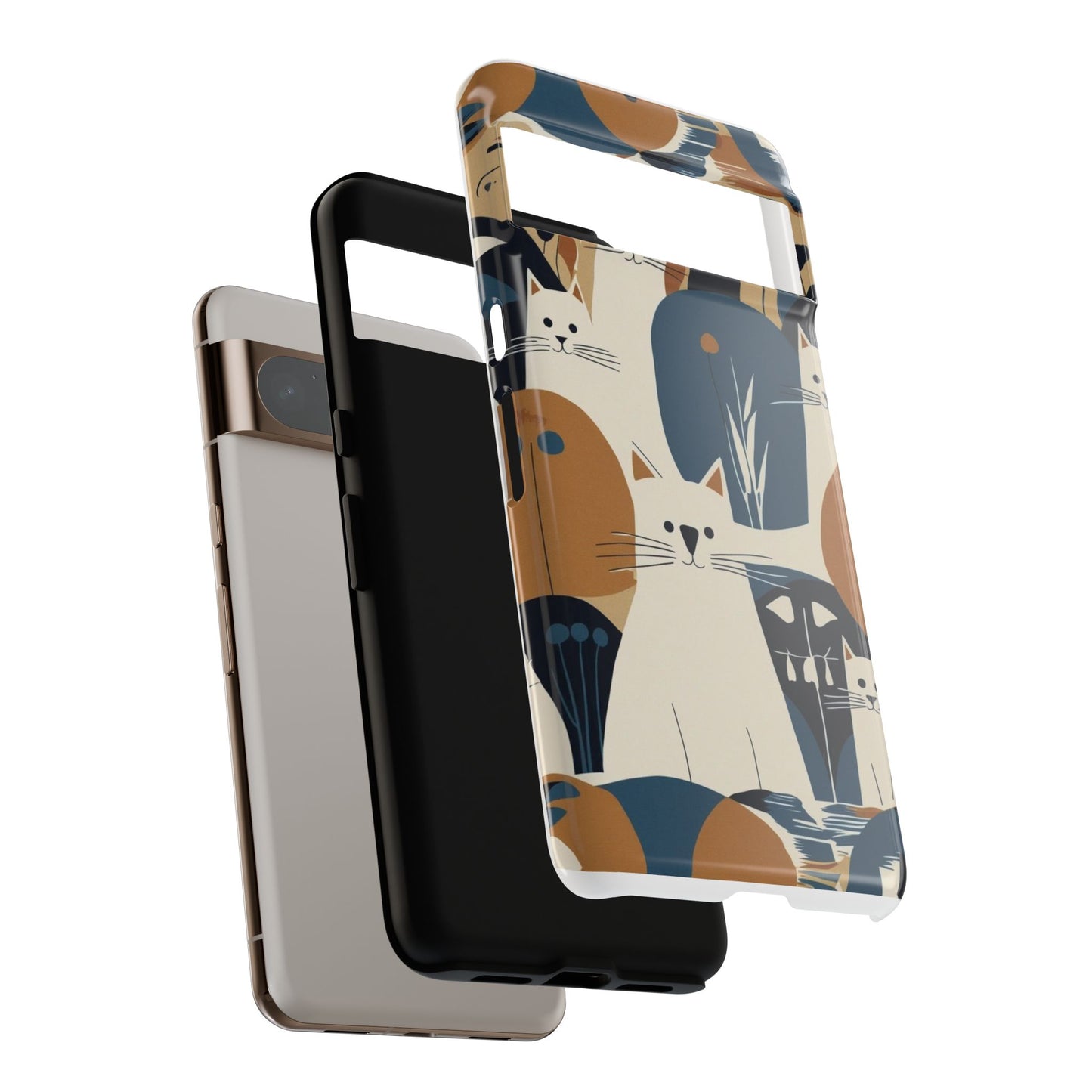 Cat Pattern Phone Case – Retro Abstract Cats Protective iPhone Cover