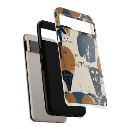 Cat Pattern Phone Case – Retro Abstract Cats Protective iPhone Cover