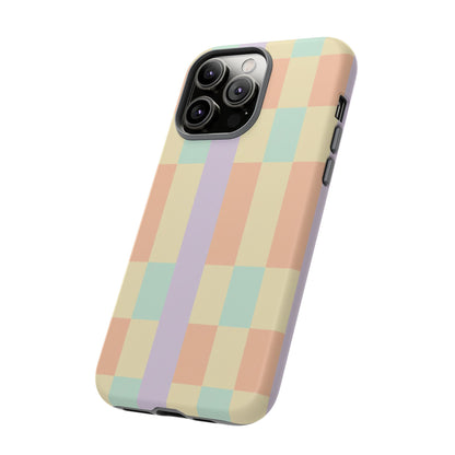Pastel Checkered Phone Case — Retro Stripe Tough Case