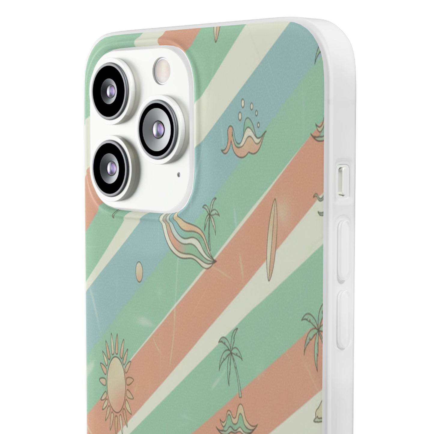 Beach Vibes Phone Case — Retro Pastel Surf & Palm Protective Flexi Case