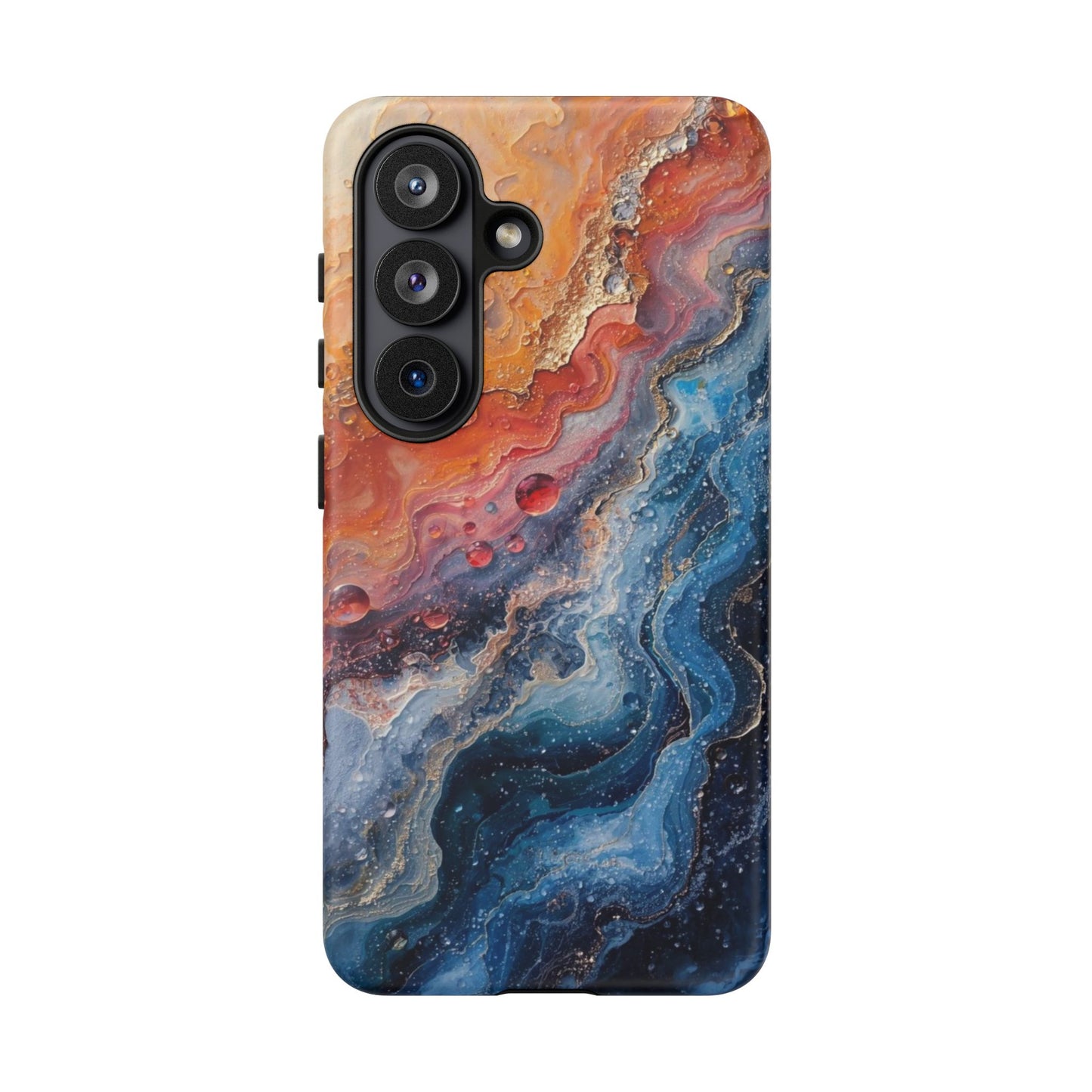 Marbled Galaxy Tough Phone Case — Abstract Blue & Coral Protective Cover