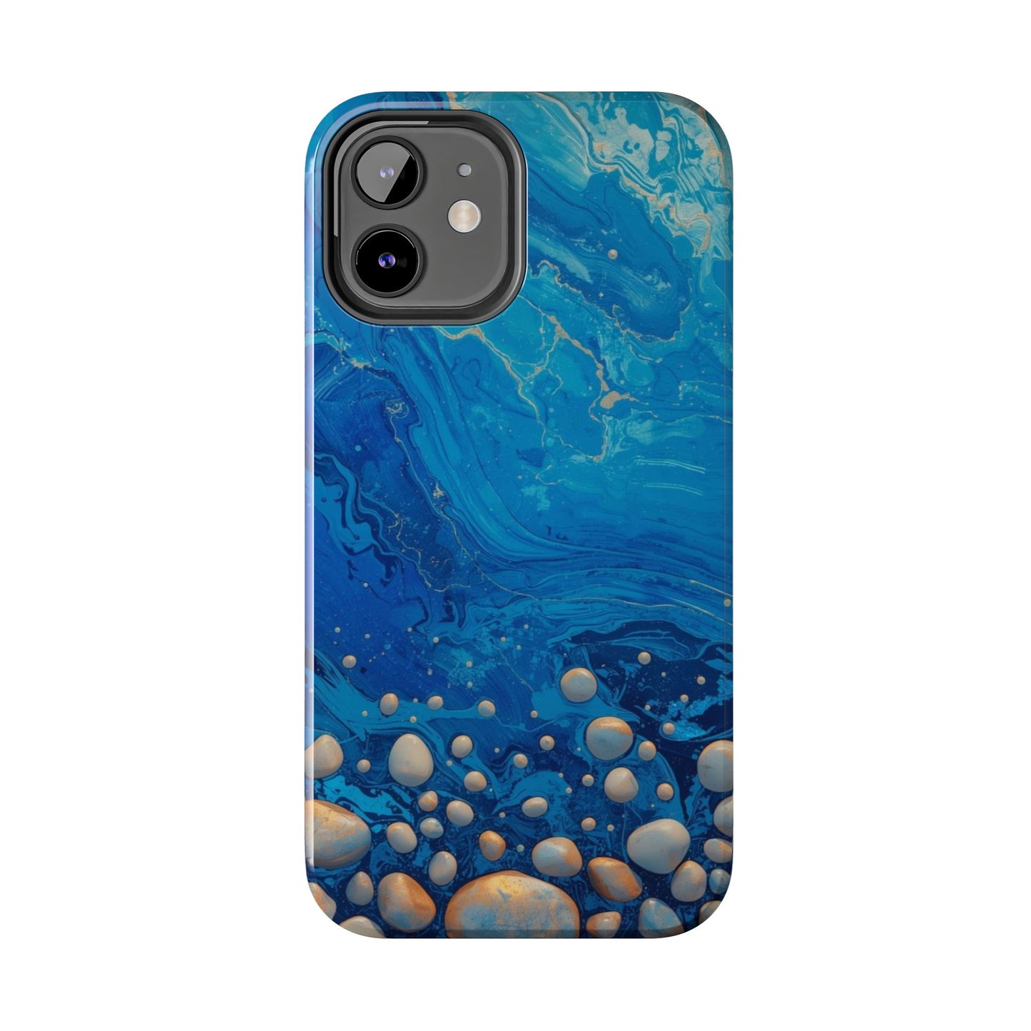 Blue Ocean Pebble Tough Phone Case — Protective Artistic Marble Design
