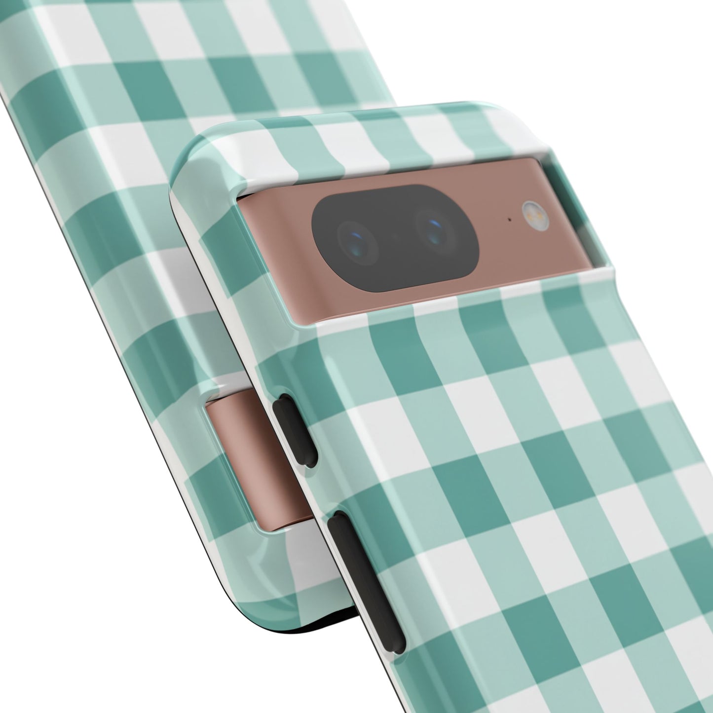 Mint Green Buffalo Check Tough Phone Case — Durable Plaid Protective Cover