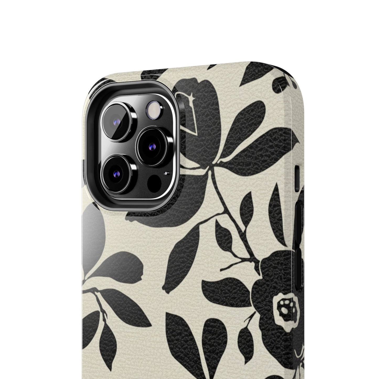 Tough Phone Case — Black Floral Silhouette Protective Cover