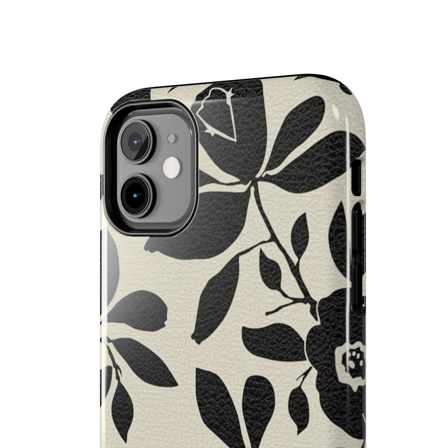 Tough Phone Case — Black Floral Silhouette Protective Cover
