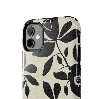 Tough Phone Case — Black Floral Silhouette Protective Cover