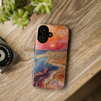Sunset Coast Phone Case — Colorful Abstract Beach Art Tough Case