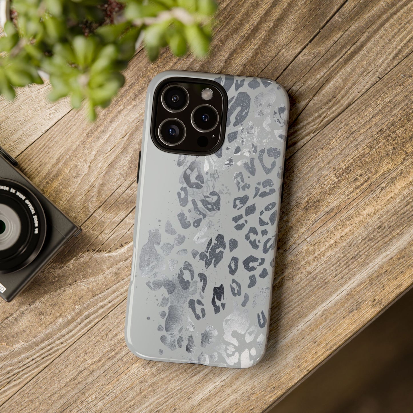 Gray Leopard Print Tough Phone Case