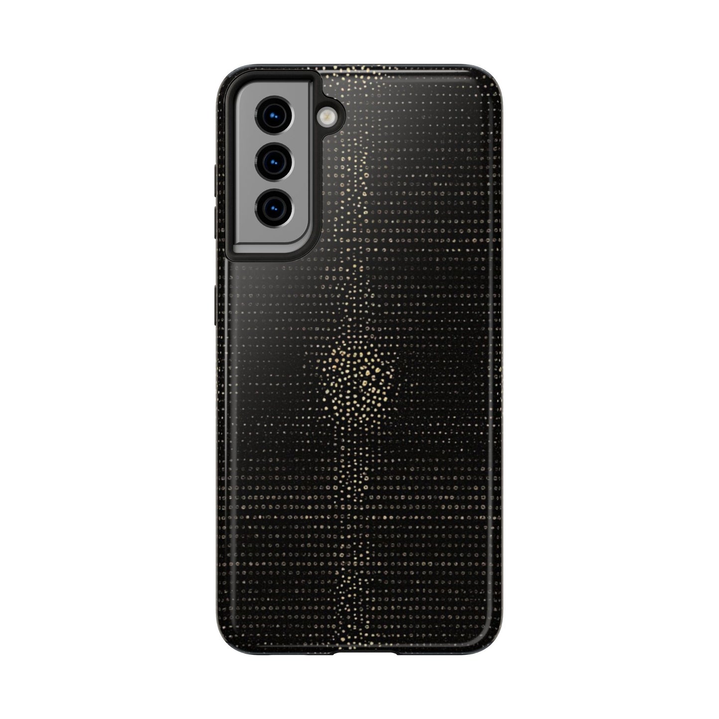 Tough Phone Case — Black Textured Metallic Dot Shield