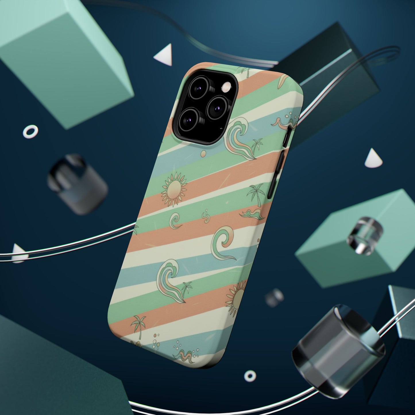 Magnetic Impact-Resistant Phone Case — Retro Surf Stripes