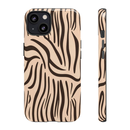 Zebra Stripe Tough Phone Case – Neutral Animal Print Protective Cover