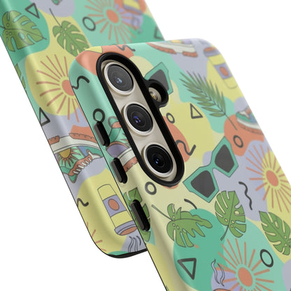 Tropical Summer Phone Case — Retro Sunglasses, Sneakers & Palm Pattern