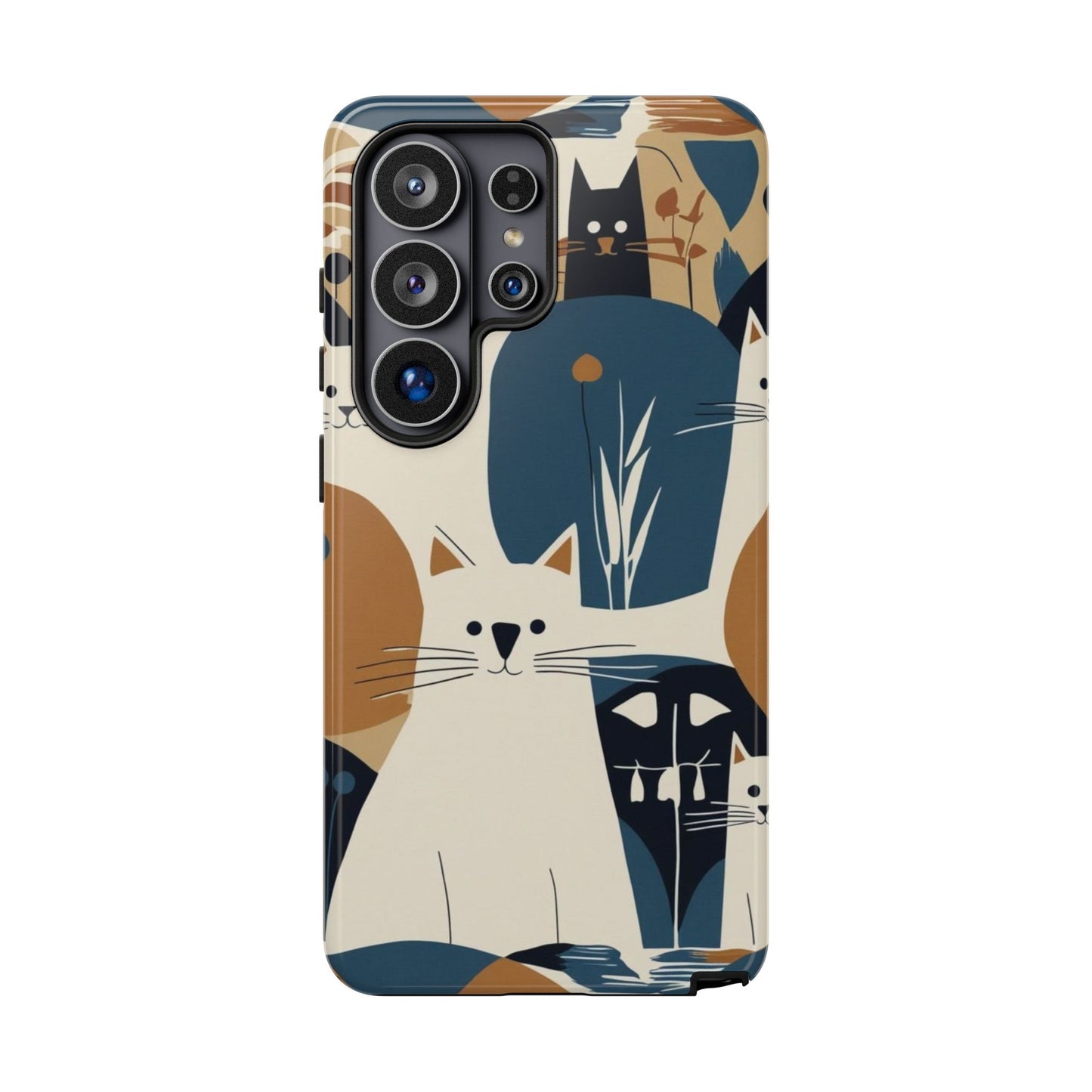 Cat Pattern Phone Case – Retro Abstract Cats Protective iPhone Cover
