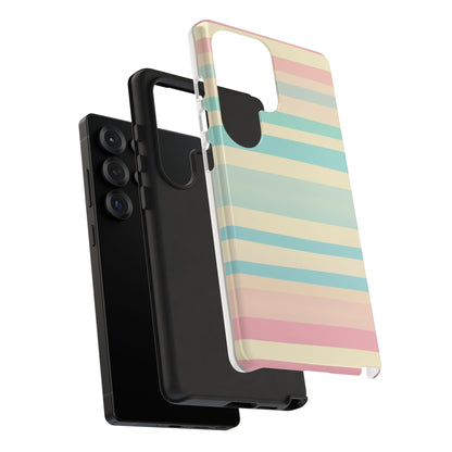 Pastel Striped Tough Phone Case – Protective Retro Rainbow Design
