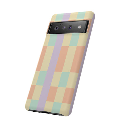 Pastel Checkered Phone Case — Retro Stripe Tough Case
