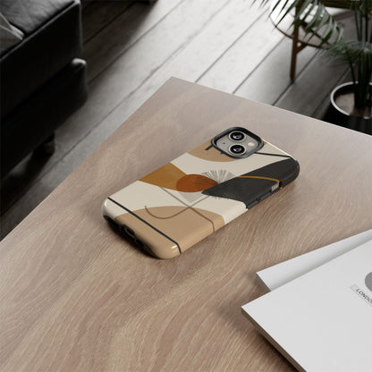 Abstract Earth Tone Phone Case — Mid-Century Minimalist Tough Case