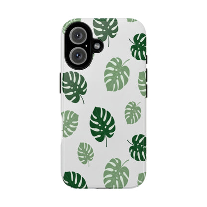 Monstera Leaf Phone Case — Tropical Green Pattern Tough Case