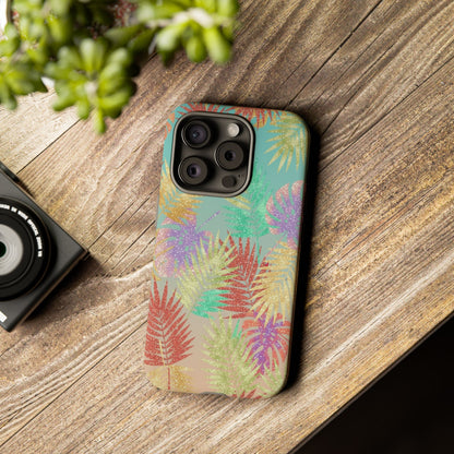 Tropical Palm Leaf Tough Phone Case – Colorful Pastel Botanical Protection