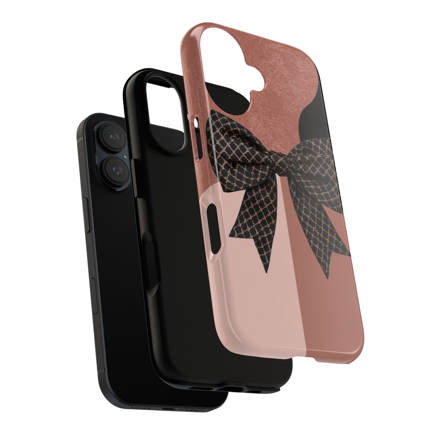 Bow Stripe Tough Phone Case – Pink Mauve Protective Cover