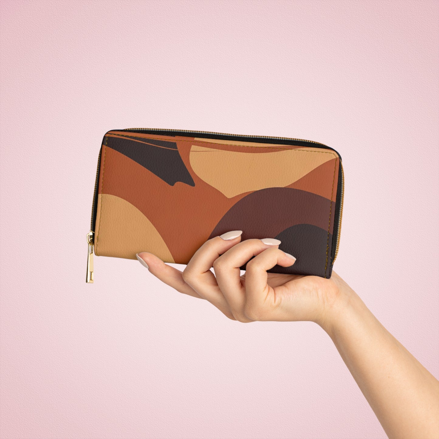 Women's Abstract Autumn Wallet - Vegan Abstract Zipper Wallet