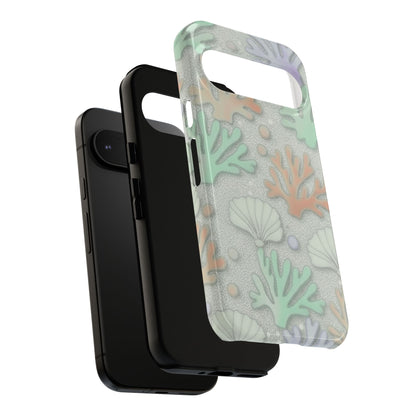 Pastel Coral Reef Tough Phone Case – Sea Shell & Coral Pattern Durable Protector